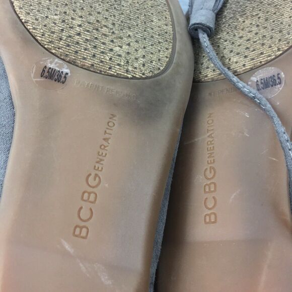 BCBGeneration Zaidee Ballet Flats Size 6.5 Taupe Gray Pointed Toe Gladiator Wrap - Picture 7 of 9